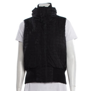 Theory Puffer Vest Womens Black Crispin Down Quilted Rib Knit Collar